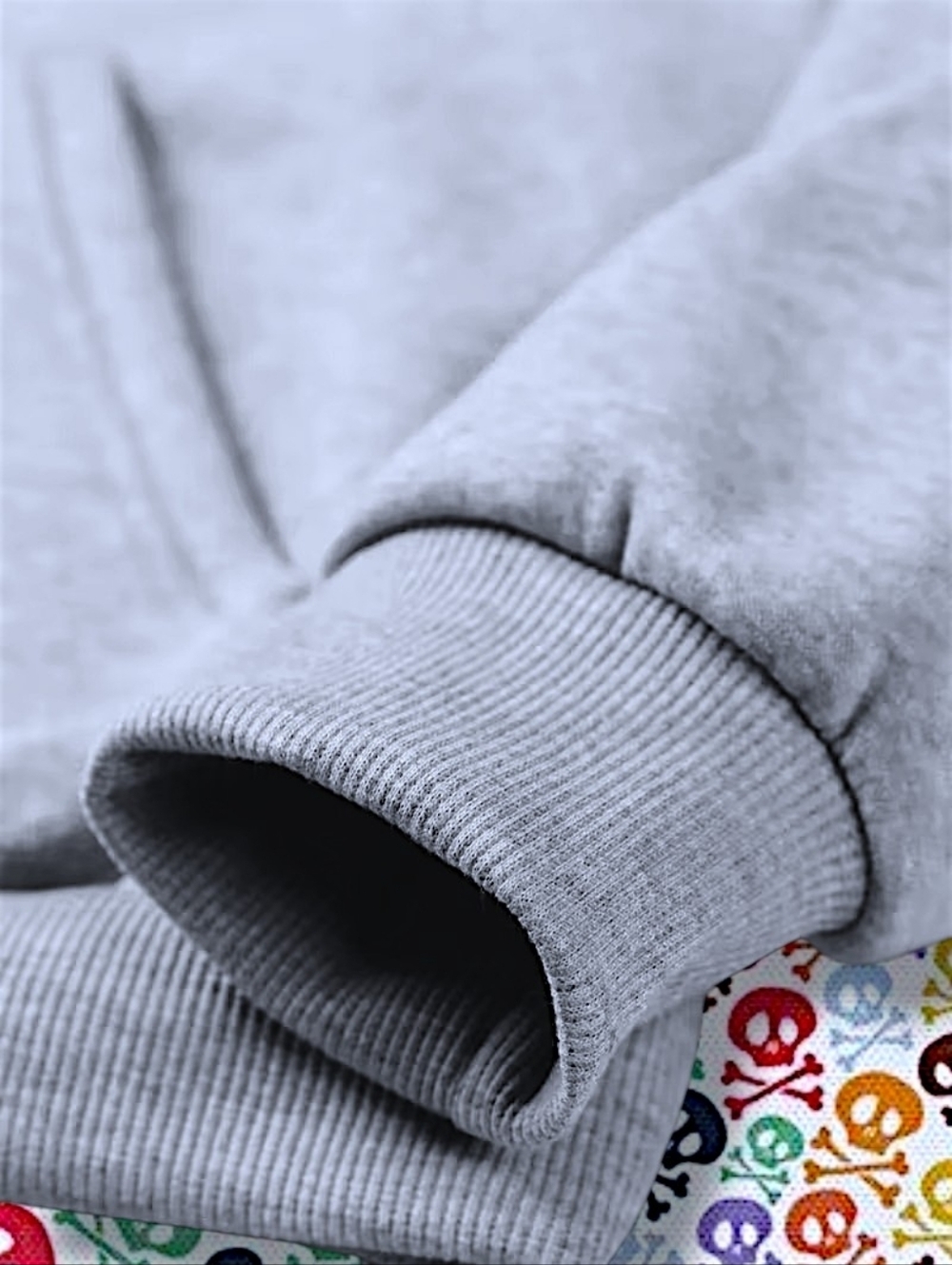 Women's Skull Pattern Printed Casual Fleece-Lined Pullover Hoodie in Gray Sz XXL - Picture 8 of 13